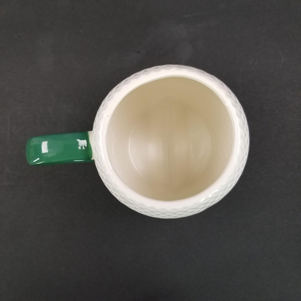 Born To Golf Forced To Work Golf Ball Shaped Ceramic Coffee Mug White Green - Picture 6 of 9